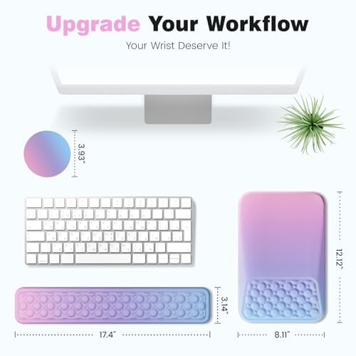 Ospelelf Keyboard Wrist Rest Pad for Computer, Ergonomic Large Mouse Pad with Wrist Support, Office Arm Rest, Purple - color: Purple