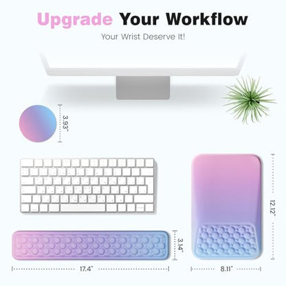 Ospelelf Keyboard Wrist Rest Pad for Computer, Ergonomic Large Mouse Pad with Wrist Support, Office Arm Rest, Purple - color: Purple
