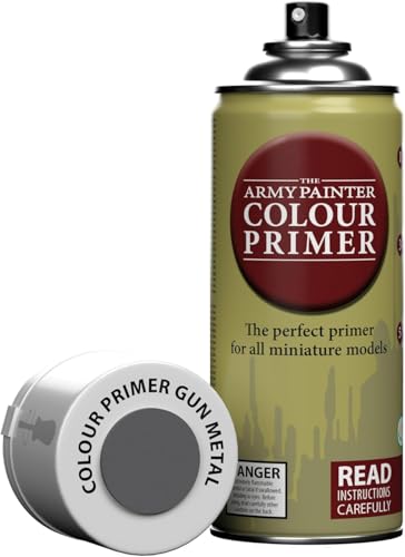 The Army Painter, Colour Primer Gun Metal, 400 ml spray acrilico | Primer grigio canna di fucile per dipingere miniature Warhammer e Dungeons and Dragons - color: Gun Metal