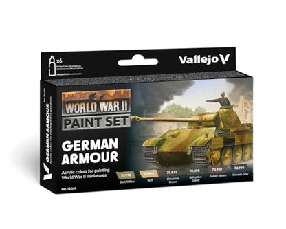 Vallejo - WWII German Armour Model Color Paint Set | Historic Military Shades | Brush & Airbrush Compatible Acrylic Colors | Pro Modeler Collection | 6 Bottles x 18 ml. (0.6 fl.oz) - style: WWII German Armour Model Color Paint Set