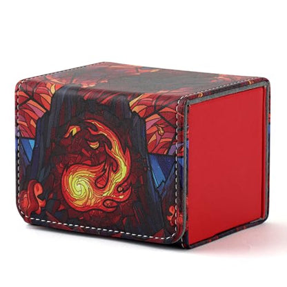 Deck Box for MTG Cards, Trading Commander Deck Case Holds 120+ Sleeved Cards, PU Leather Magnetic Collectible Card Storage Box Fits for TCG Magic Card (Red) - color: A-Red