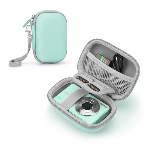 SQERO Camera Case for Digital Camera CAMKORY DC403/KODAK PIXPRO FZ55/FZ45 | SD Card Storage Travel Carry Cute Case Bag Small, Anti-Shock Dot Protection - color: Green