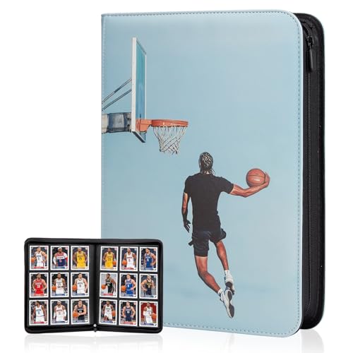 Basketball Card Binder 468 Double-Sided Pockets Trading Cards Secure Storage,Waterproof PU Leather with Sealed Zipper Protect Dust&Damage,Thoughtfully Chosen for Basketball Fans and Collectors - style: Basketball