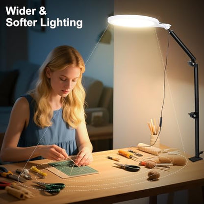 Ring Light for Streaming, 10'' Full Screen LED Ring Light for Desk with 360° Adjustable Arm, Video Conference Lighting for Zoom Meetings, Live Streaming, Podcast, Content Creator, TikTok, YouTube
