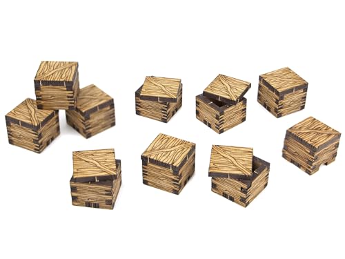 TowerRex Box & Chest DND Terrain, Furniture 28mm Scale Scenery, Accessories for Dungeons & Dragons, Pathfinder, Warhammer, Crate Obstacles Tabletop Wargaming Miniatures, RPG Fantasy Battle Mat