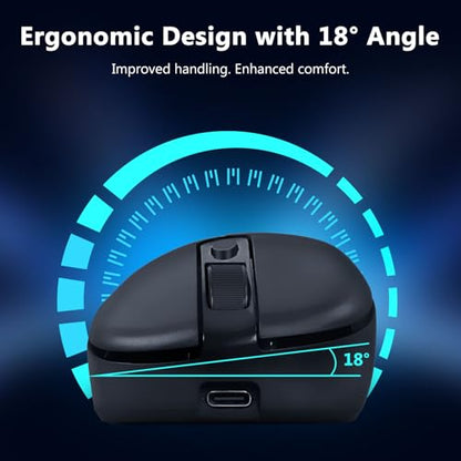 Redragon Wireless Gaming Mouse, 58g Lightweight, Black | 12,000 DPI, Tri-Mode 2.4G/Bluetooth/USB-C, PAW3311 Sensor, 75Hr Battery Mice with 6 Programmable Buttons for PC/Mac