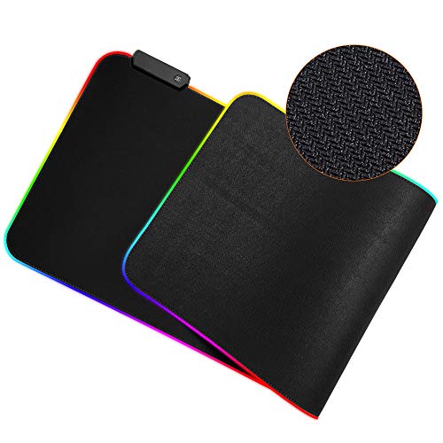 LIEBIRD® Large RGB Gaming Mouse Pad -15 Light Modes Touch Control Extended Soft Computer Keyboard Mat Non-Slip Rubber Base for Gamer Esports Pros 31.5X11.8 - color: RGB Black