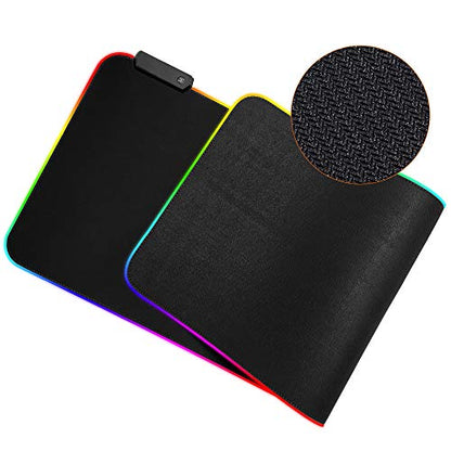 LIEBIRD® Large RGB Gaming Mouse Pad -15 Light Modes Touch Control Extended Soft Computer Keyboard Mat Non-Slip Rubber Base for Gamer Esports Pros 31.5X11.8 - color: RGB Black