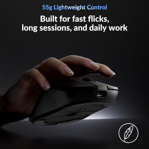 Keychron M3 Mini 8K Wireless Gaming Mouse, 55g Lightweight, PixArt 3950 Sensor, 30K DPI, Bluetooth 5.3/2.4GHz/Wired, Programmable, 140H Battery, for Mac/Windows/Linux - Black - color: Black