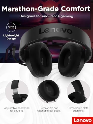 Lenovo H210 Wired Gaming Headset - 3.5mm Connection, Flip-to-Mute Noise-Cancelling Microphone, Breathable Ear Cups - Black - style: H210