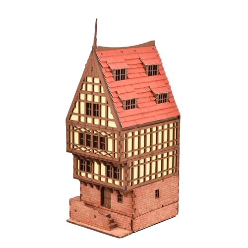 Brick Rowhouse DIY Wooden Building Kit for Teens and Adults, Suitable for Playing with Family - Realistic - color: Brick Rowhouse
