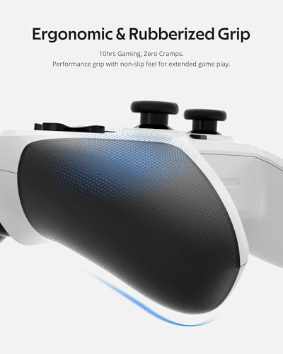 abxylute C5P Wireless Gaming Controller for PC/Switch/iOS/Android/PS3/PS4/Steam/MAC, 2.4 GHz Hall Effect Stick & Trigger Turbo-Remappable Back Buttons Rubberized Grip Console Layout Gamepad Vibration - color: White & Black