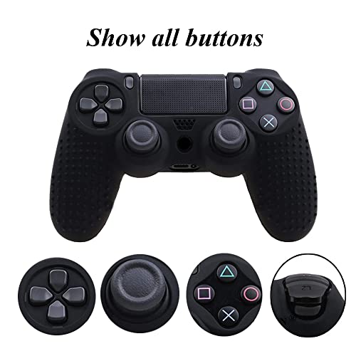 PS4 Controller DualShock4 Skin Grip Anti-Slip Silicone Cover Protector Case for Sony PS4/PS4 Slim/PS4 Pro Controller with 2 Thumb Grips (White) - color: White
