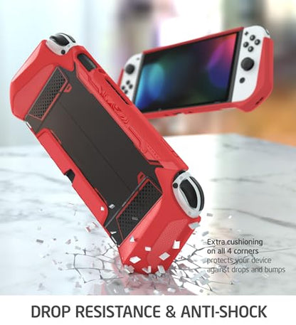 Mumba Dockable Case for Nintendo Switch OLED 2021, [Blade Series] TPU Grip Protective Cover Accessories Compatible with Nintendo Switch OLED and Joy-Con Controller (Red) - color: Red