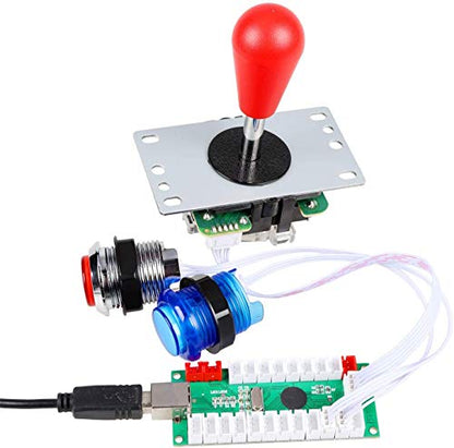 EG STARTS 2 Player Arcade Games DIY Kit Parts 2 Ellipse Oval Joystick Handles + 20 LED lit Arcade Buttons (Mixed Color Kit)