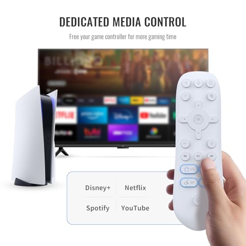 Media Remote Control Compatible with PlayStation 5,Gaming Remote for PS5 with TV Power/Volume Controls, Dedicated Streaming Buttons(Not Include Batteries)