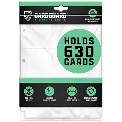 9-Pocket Card Sleeves Binder Sheets, 70 Count – Clear PVC-Free, Acid-Free Protector Sheets for Pokémon, YuGiOh, MTG, TCG, Game & Sports Cards