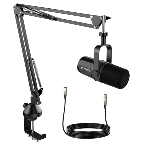 FDUCE XLR Dynamic Microphone for Vocal Recording, Podcasting, Gaming, Live Streaming&Broadcasting, All Metal Cardioid Mic, Voice-Isolating Technology, with Boom arm SL40X+ - style: SL40X with Boom Arm