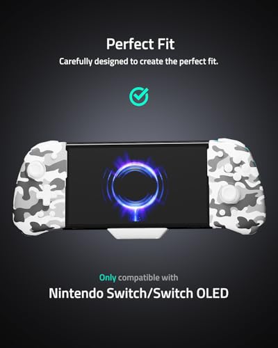FUNLAB Switch Joypad Controller for Nintendo Switch/OLED Joycon, Ergonomic Switch Handheld Controller Joypad Replacement, Camo One Piece Controles Customizable with Adjustable Color, Turbo, Mapping - color: Camo White