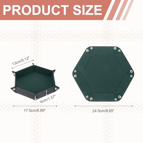 Dice Tray 10" PU Leather Velvet Folding Hexagon Dice Rolling Tray Holder Storage Box Perfect for RPG DND Table Games & Entryway & Nightstand Organizer (Dark Blue, 1pcs) - color: Dark Blue