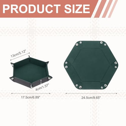 Dice Tray 10" PU Leather Velvet Folding Hexagon Dice Rolling Tray Holder Storage Box Perfect for RPG DND Table Games & Entryway & Nightstand Organizer (Dark Blue, 1pcs) - color: Dark Blue