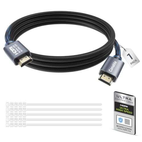 8K HDMI 2.1 Cable 10FT, Certified 48Gbps Ultra High Speed HDMI Cable, 10K 8K@100Hz, 4K@120Hz, HDCP 2.2&2.3, eARC HDR 10 Dolby, DTS:X, Compatible with PS5/Blu-ray/HDTV/Roku TV/Switch 2/Mac mini - size: 10FT, style: 1-Pack