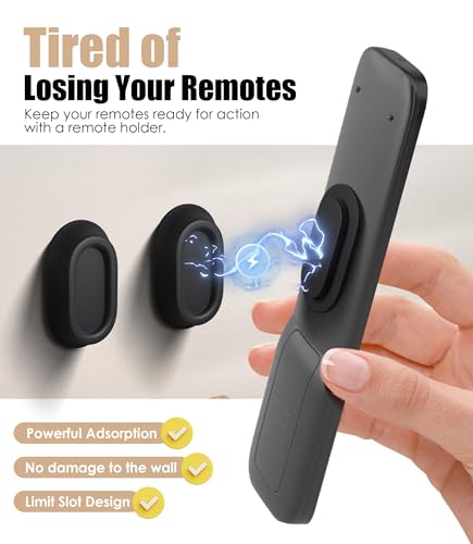 8 Pack Magnetic Remote Control Holder Wall Mount, Upgraded Silicone Remote Control Organizer Strong Adhesive TV Remote Charger Holder Caddy Back of TV (Black) - color: Black-8Pcs