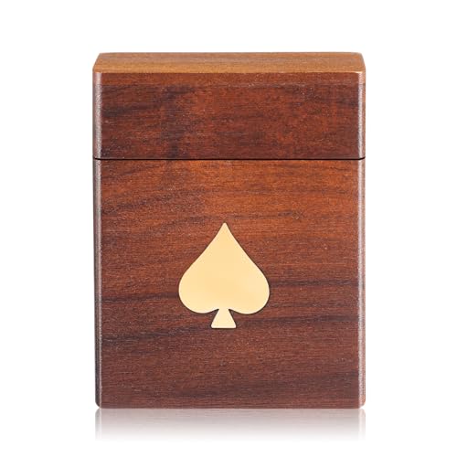 Wooden Crafted Playing Deck Card Holder Box Playing Card Cases Storage 4.25 Inch Height Decorative Organizer for Birthday Gift Men Women
