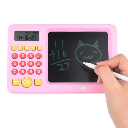 Math Games Toy for Kids Ages 5 6 7 8, LCD Writing Tablet for Kids Educational Math Learning Games, Birthday Gifts for Boys Girls (Pink Colour) - color: Pink