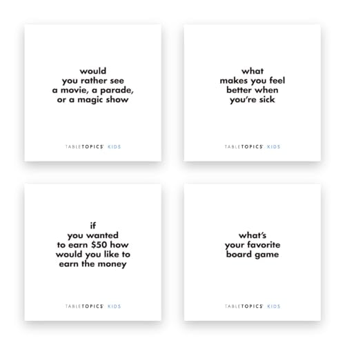 TableTopics Kids "To Go" Question Game with Conversation Cards for Kids - 40 Conversation Starters for Families to Play at the Dinner Table, Family Game Night, & Road Trips