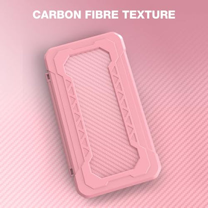 HEIYING Switch Game Case with 48 Precise Slots for Nintendo Switch 2 / OLED | Portable Game Card Holder, Hard ABS Shell with Soft Silicone Lining, Precise Card Slots,Magnetic Closure for Easy Access - color: Carbon Fibre Pink