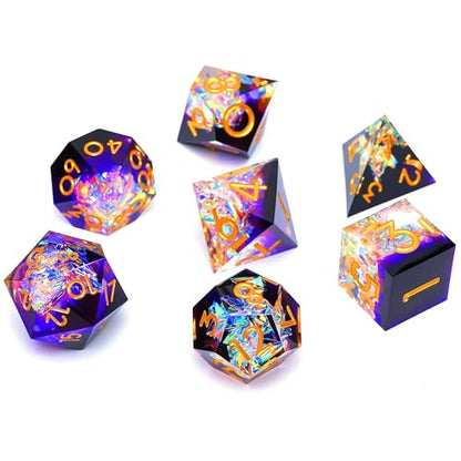 Resin dice Set, Dungeons and Dragons polyhedral DND dice Set, Suitable for Role-Playing Game RPG Explorer Magic: The Gathering Pioneer Game DND dice Set (7 Pieces) - color: Resin-dream Purple