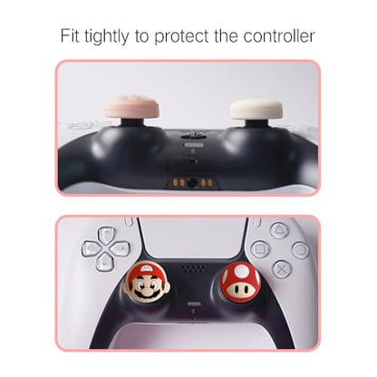 PERFECTSIGHT Cute Thumb Grip Caps for Switch 2, PlayStation 4/5, PS5, PS4, Xbox Series X/S, Xbox One, Switch PRO Controller, 4PCS Kawaii Soft Rubber 3D Analog Thumbsticks Grips Joystick Cover, Red - color: Red Mario