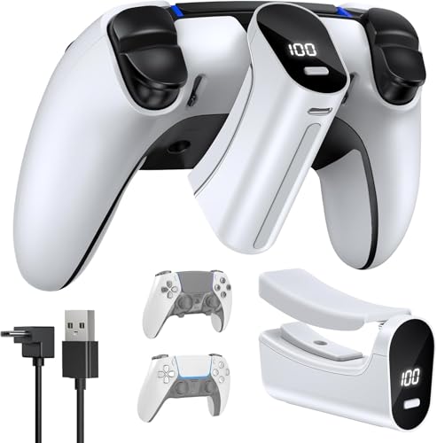 YUANHOT 7400mWh Battery Pack for PS5 & Edge Controller with LED | Play and Charge Kit,Extended Gaming Time,DualSense Rechargeable Accessories for PlayStation 5