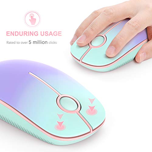 VssoPlor Wireless Mouse, 2.4G Computer Laptop Mouse, Mint Green to Purple | Slim Portable Mouse, Plug & Play USB Nano Receiver, Quiet Silent Optical Mice for Notebook, PC, Laptop, Computer - color: Mint Green to Purple
