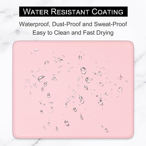 Hsurbtra Mouse Pad, Premium-Textured Square Mousepad 10.2 x 8.3 Inch, Stitched Edge Anti-Slip Waterproof Rubber Pretty Cute Computer Mat for Office Gaming Laptop Women Kids Pink - color: Pink, size: Square Mousepad (10.2" x 8.3")