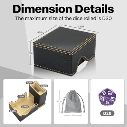 Dice Roller Tower, Premium DND Magnetic Dice Tray, Foldable PU Leather Dice Tower RPG Gifts for Dungeons and Dragons MTG Dm & Player Black/Brown - color: Black/Brown