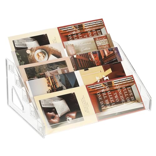 PATIKIL 5 Tier Acrylic Card Display Stand, Portable Postcard Rack Holder Organizer Versatile Display for Trading Cards Baseball PSA Stickers Stamp, Clear - color: Clear, style: 5 Tier