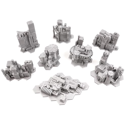 Tabletop Terrain 6mm Sci-Fi Cityscape Bundle 2 with Hexes for Miniatures Games Such as Epic Battletech Adeptus Titanicus (Bundle 2 with Hexes) - size: Bundle 2 with Hexes