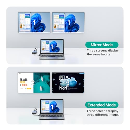 MT-VIKI HDMI Splitter Extended Display for Dual Monitors/Multi-Monitor, 4K@30Hz & 1080P@60Hz, USB 3.0 & USB C Adapter to HDMI for Windows & Mac, Required Driver Installation