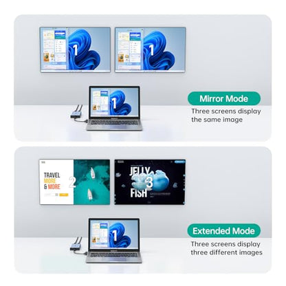 MT-VIKI HDMI Splitter Extended Display for Dual Monitors/Multi-Monitor, 4K@30Hz & 1080P@60Hz, USB 3.0 & USB C Adapter to HDMI for Windows & Mac, Required Driver Installation