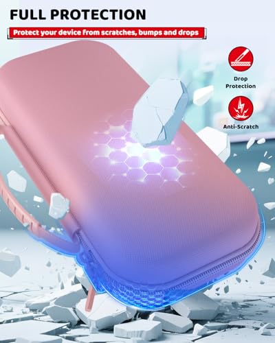 Switch 2 Slim Hard Shell Carry Case for Nintendo Switch 2 2025/Switch/OLED | Hard Shell Carrying Case with Soft Lining, 10 Card Slots, Durable Ballistic Nylon, Soft Silicone Handle, Switch2 Carry Case - color: Pink