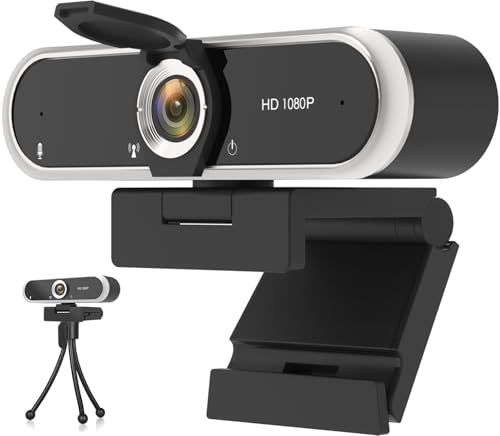 Webcam 1080P with Microphone & Privacy Cover for PC/Laptop, USB Computer Camera Plug & Play with Auto Light Correction for Video Calls, Live Streaming Gaming & Online Meetings - color: 1080P Black