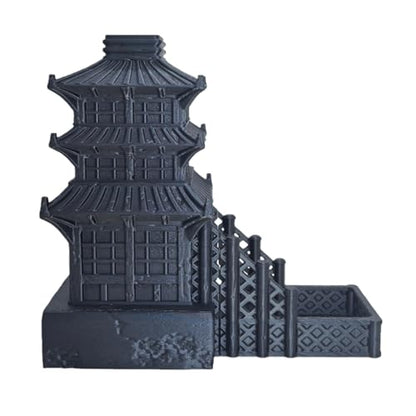 Temple Dice Dice Tower Dungeons and Dragons RPG Tabletop Roleplaying Game Jail DND (Random 7PCS D20 Dice Set Included) (Black) - color: Black