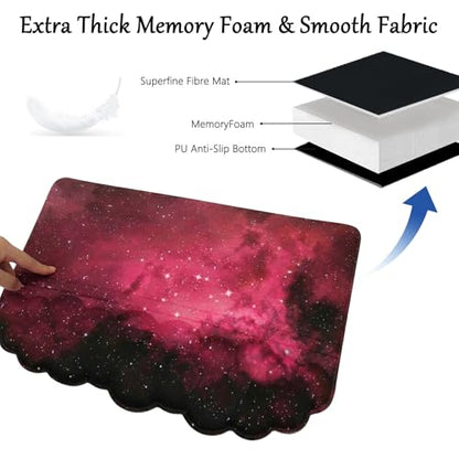 Computer Keyboard Stand Pad with Wrist Rest Dark Pink Cloud Keyboard Pad Support with Comfortable Black Galaxy Stars Wrist Pad Cute Girl Ergonomic Tilted Keyboard Riser Holder for Desktop Office Home - color: Cloud Black Pink