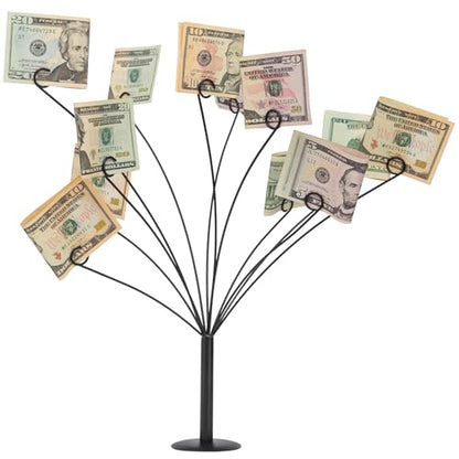 LED Gift Card Tree Holder to Hold Gift Cards, Lottery Tickets, Money | Lottery Ticket Holders with 11 Flexible Clips, Great for Birthday, Party, Wedding, Christmas, Metal Stand with Black Finish - color: Gift Card Tree