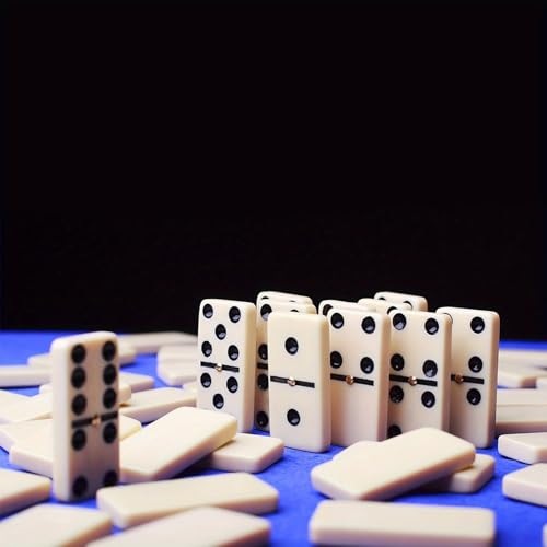 Double Six Dominoes Set with Wooden Storage Box, 28 Piece Travel Game | Double Six Domino Set Classic Family Board Game Portable Game Night Accessory Party And Travel Entertainment