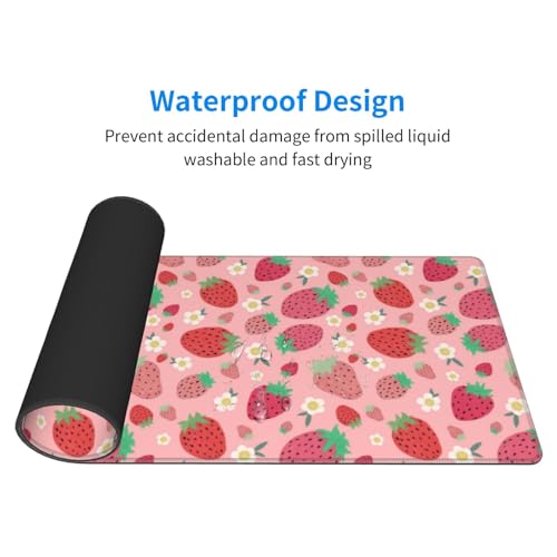 Strawberry Mouse Pad XL Large Mousepad Non Slip Rubber Base Desk Mat for Laptop Computer Gaming 31.5" X 12" - color: Strawberry