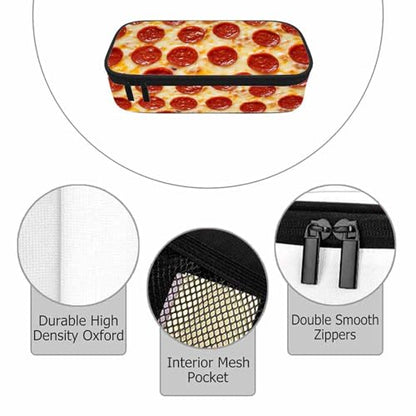 Cheese Pizza Pencil Case Fantasy Delicious Food Circle Pencil Bag Pouch Box Organizer for College Student Teen Adults - color: Cheese Pizza
