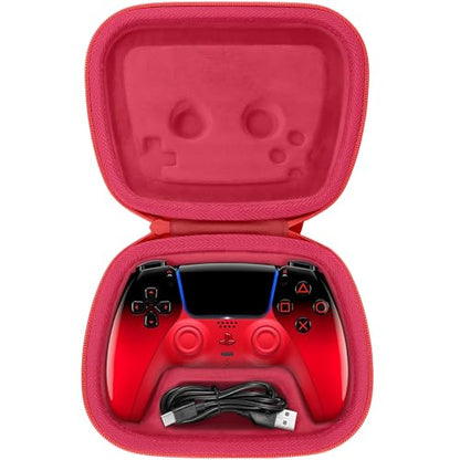 Baval Hard Case for Playstation 5 PS5 DualSense Wireless Controller | Protective Storage Box, Specifically Design for PS 5 Controller, Soft Velvet Lining, Customized Slots, Snug Fit, Red Case - color: Red Hard Case